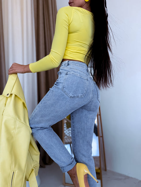 LIGHT BLUE, REGULAR FIT pants "DELICIOUS" T253-4